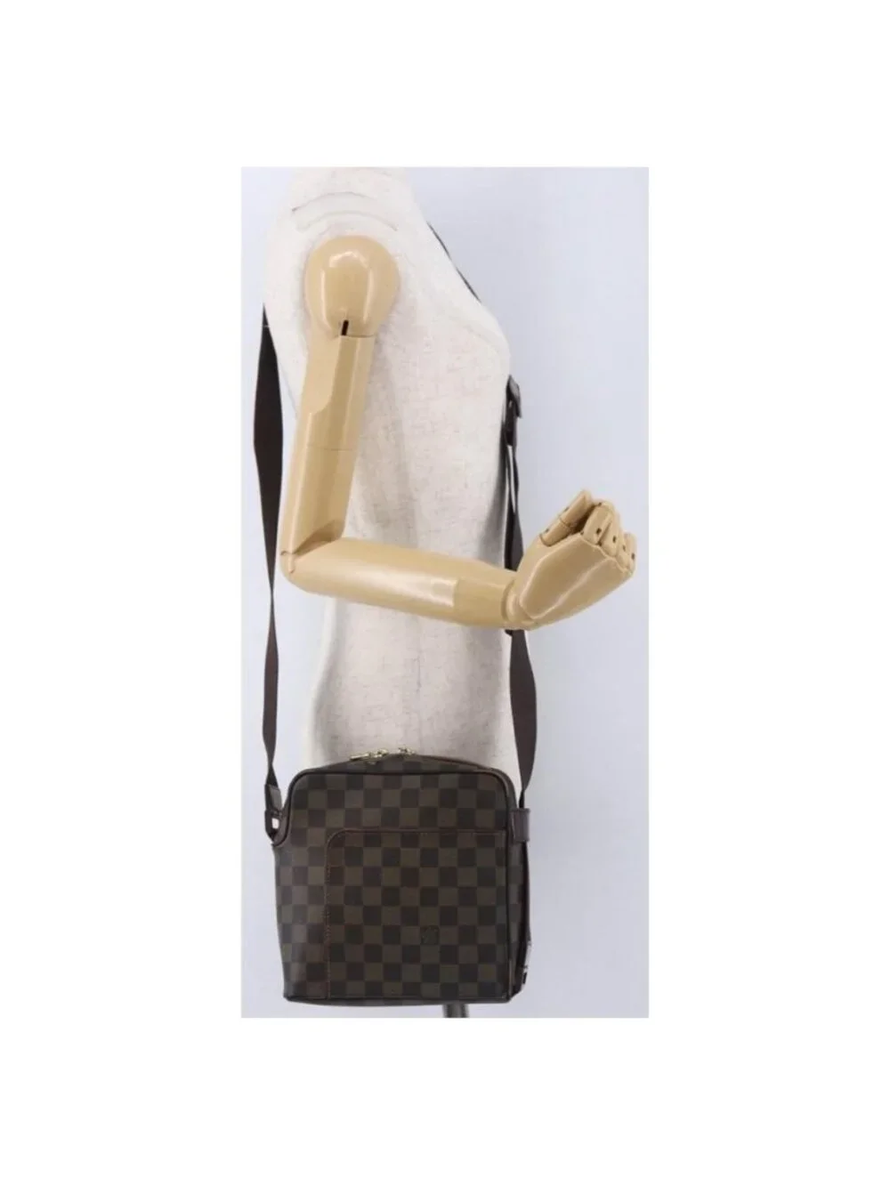 Authentic LOUIS VUITTON Damier Ebene Olaf PM Shoulder Bag N41442 LV